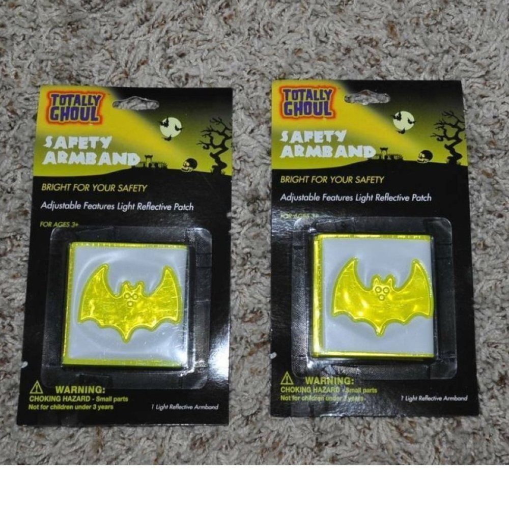 Halloween Trick or Treat Safety Reflective Armbands 2 Pc Bat Glow In Dark